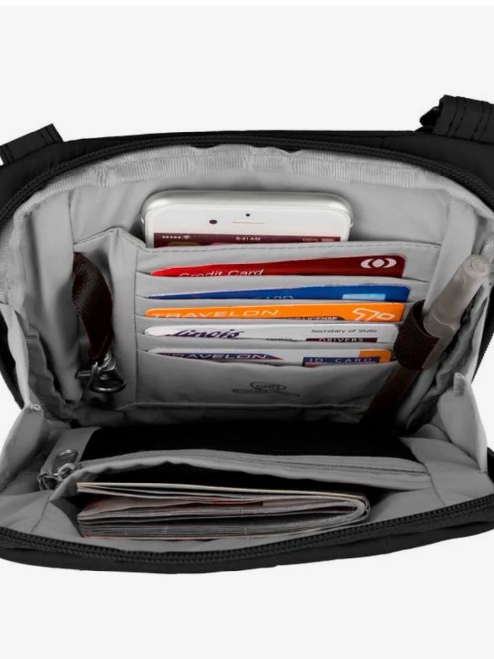 Travelon RFID Anti-Theft Slim Crossbody Travel Bag Purse Organization Black - Picture 9 of 16